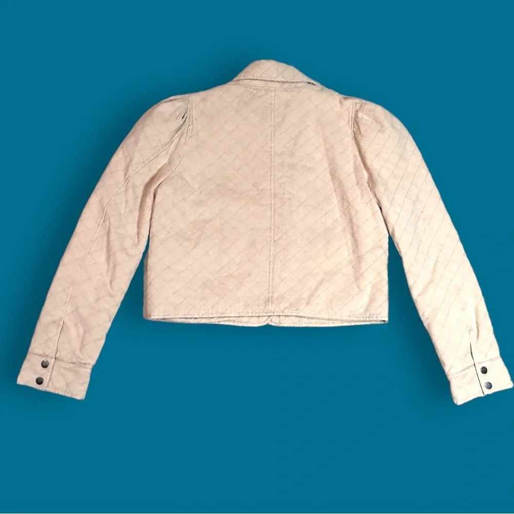 🎉HP🎉 NWT Vernacular Puff Sleeved Cropped Quilted Jacket in Cream. Size Large - Picture 4 of 16